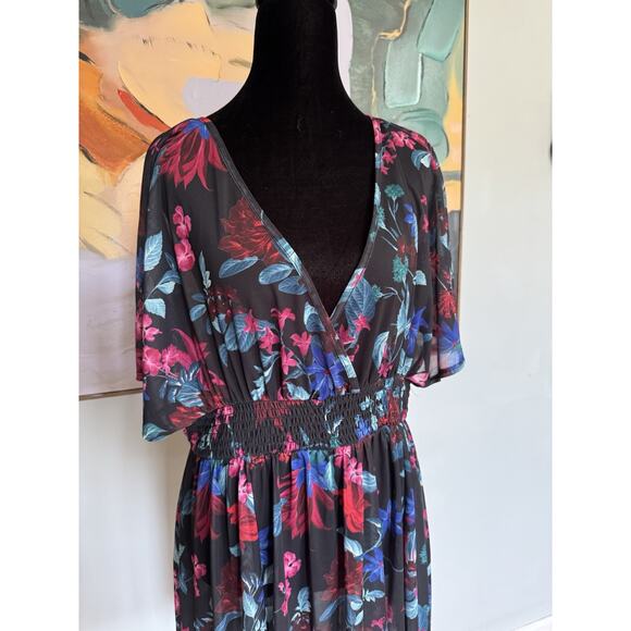 Torrid Mesh Smocked Waist Cover Up Floral Sz Large - Picture 2 of 7